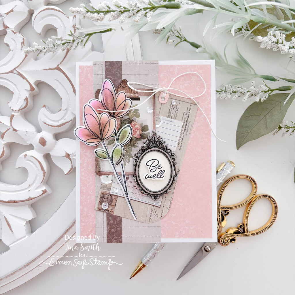 Simon Says Clear Stamps Long Stem Florals 3385ssc Be Well Card Tina Smith | color-code:ALT09