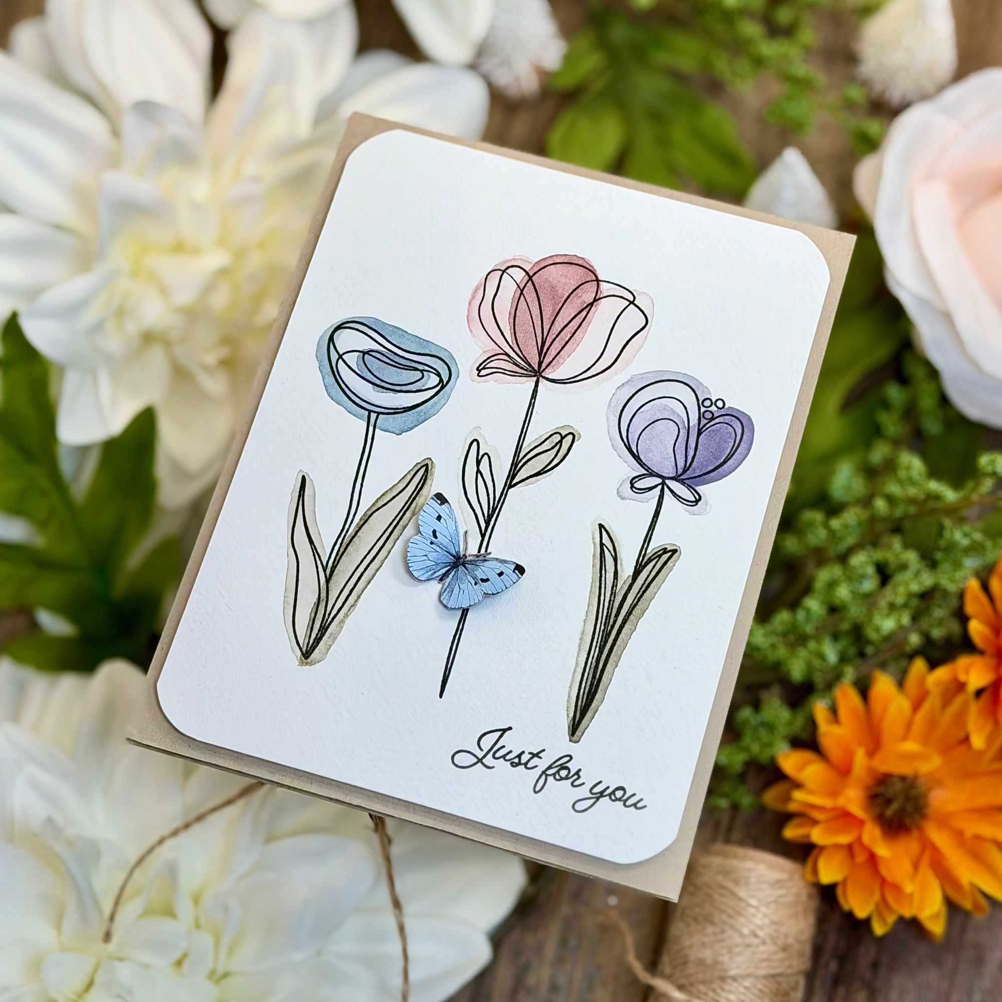 Simon Says Clear Stamps Long Stem Florals 3385ssc Just for YOu Card Joe Sysavath