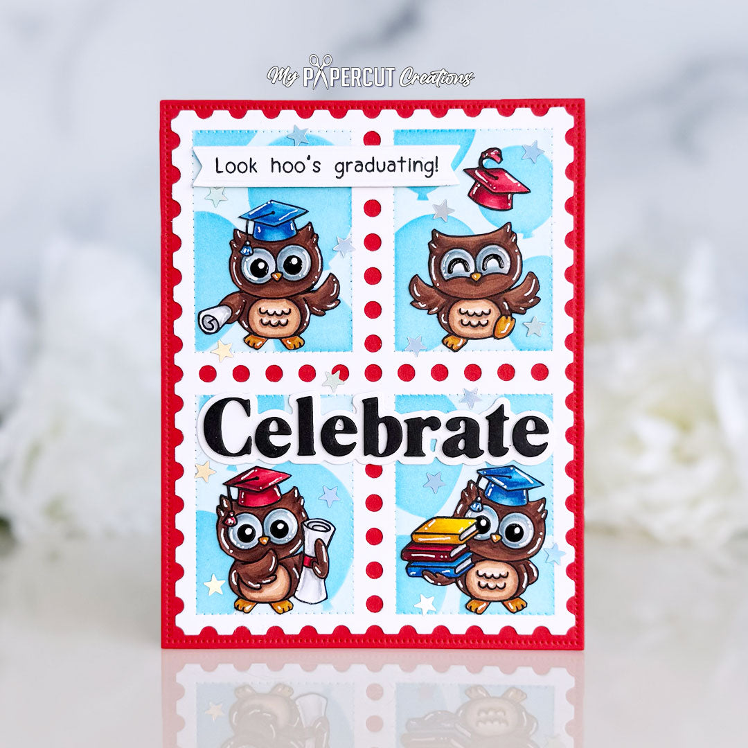 Simon Says Clear Stamps Look Hoo's Graduating 3424ssc Grid Card Brenda Noelke