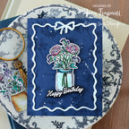 Simon Says Clear Stamps Made to Flourish 2469ssc Nina-Marie Trapani Navy Flowers Birthday Card