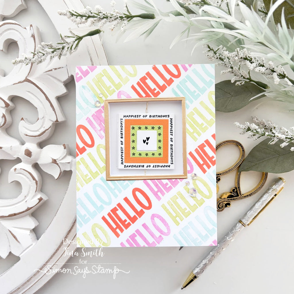 Simon Says Clear Stamps Paper Cut Messages 3463ssc Spinner Square Bithday Card Tina Smith | color-code:ALT02