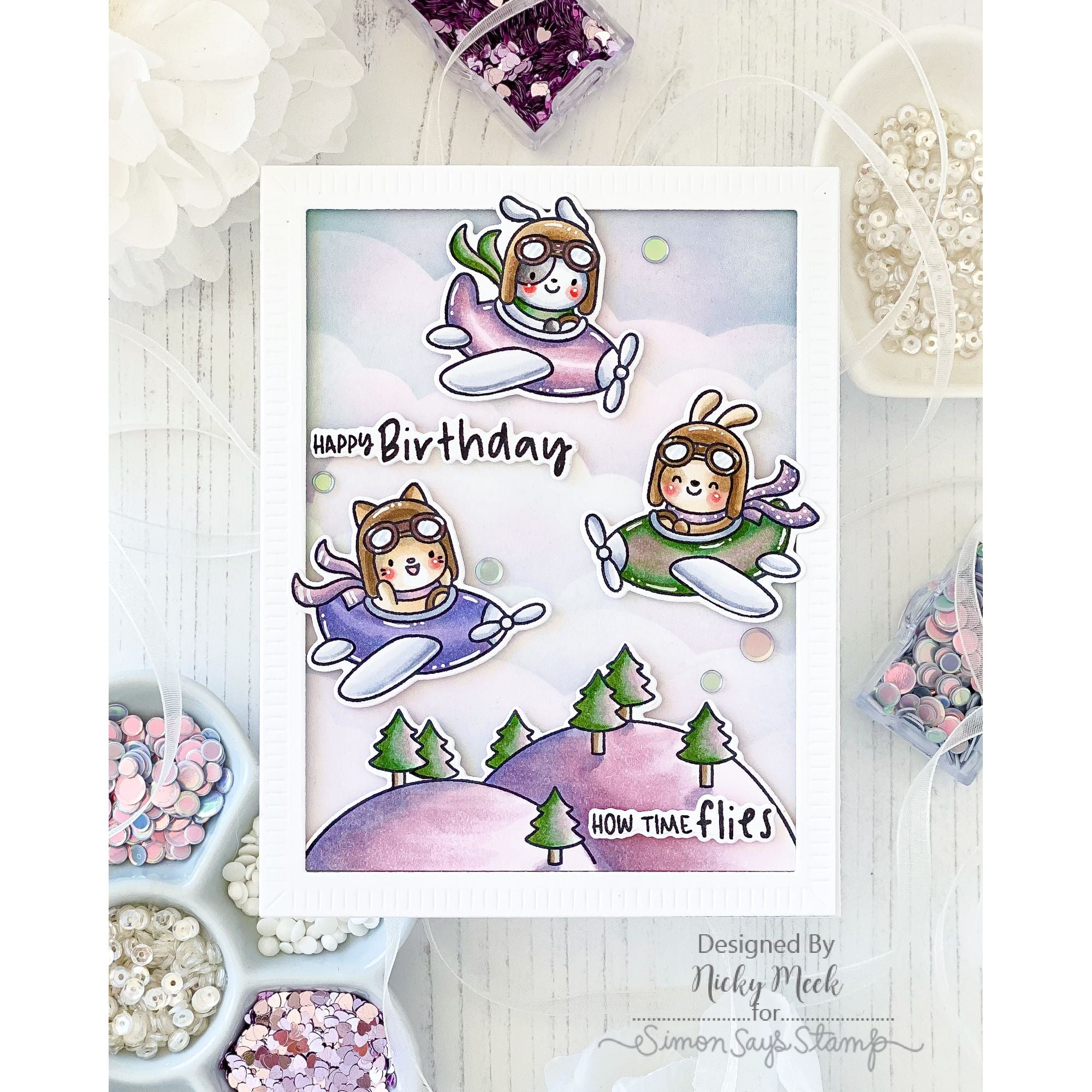 Simon Says Clear Stamps Plane Awesome 3237ssc Shine On Cute Airplane Birthday Card Nicky Meek