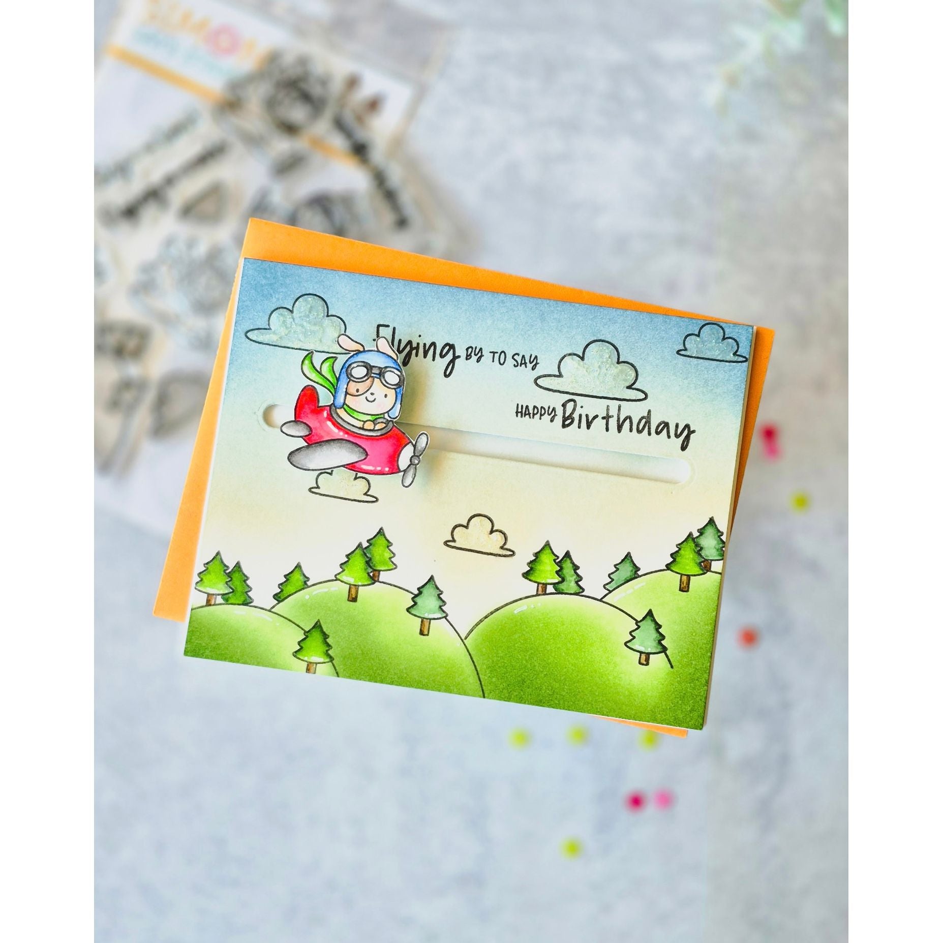 Simon Says Clear Stamps Plane Awesome 3237ssc Shine On Cute Airplane Interactive Birthday Card Anaelly Lopez