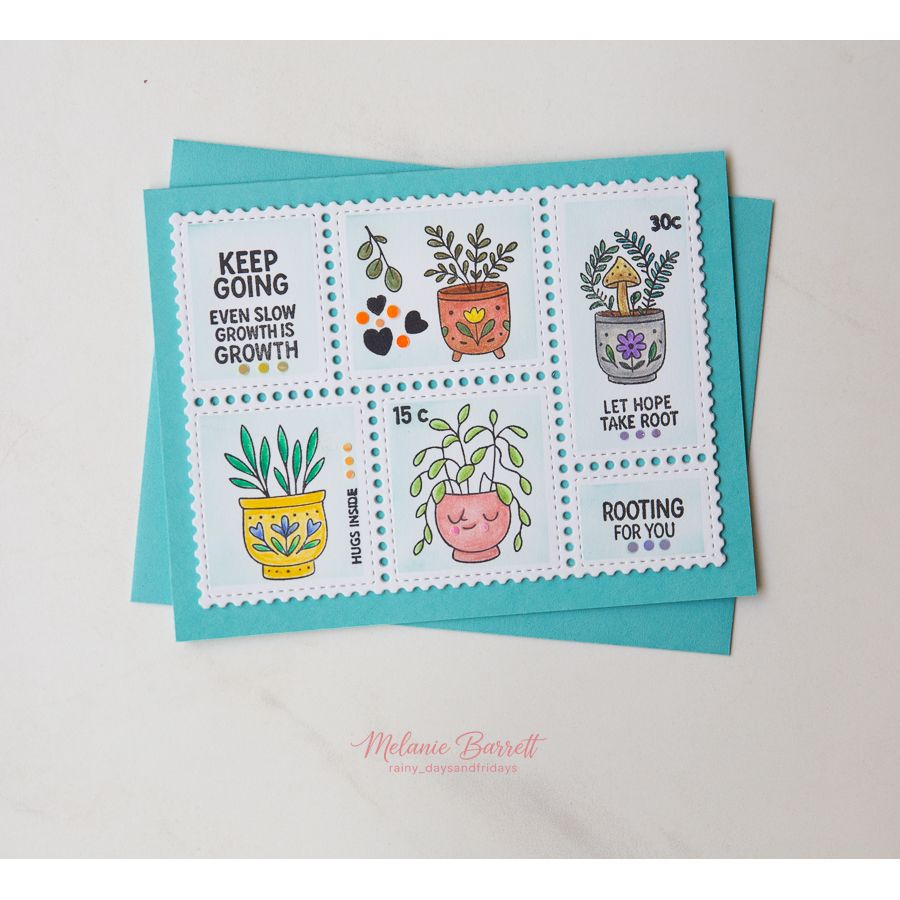 Simon Says Clear Stamps Plant Lady Energy 3404ssc Stamptember Melanie Barrett Postage Plant Card