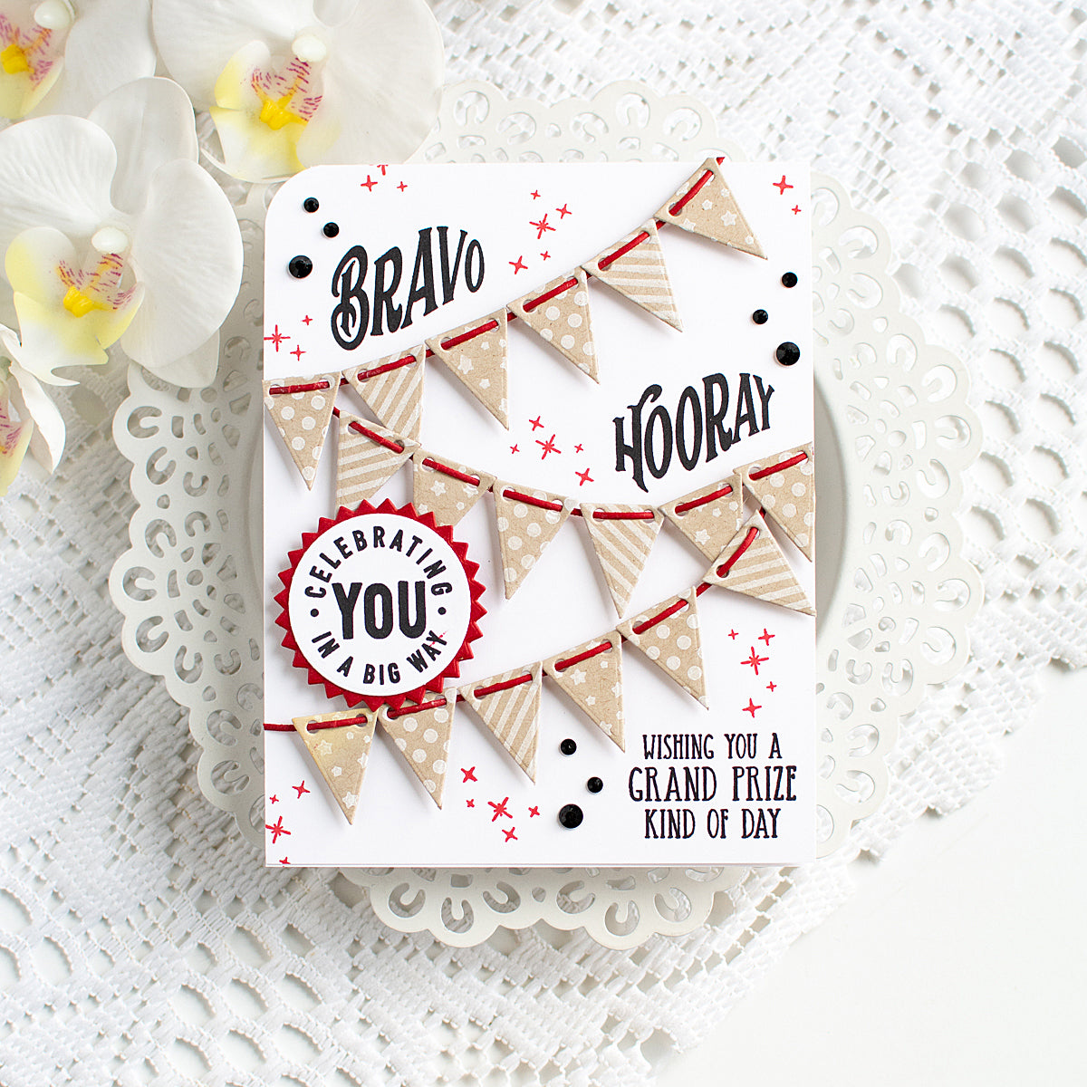 Simon Says Clear Stamps Prize Ribbon Sentiments 3450ssc Celebrating You Card Heather Hoffman | color-code:ALT04