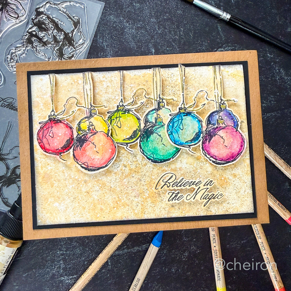 Simon Says Clear Stamps Season of Magic for Tim Holtz Workshop 2491ssc Cheiron Brandon Many Ornaments Christmas Card