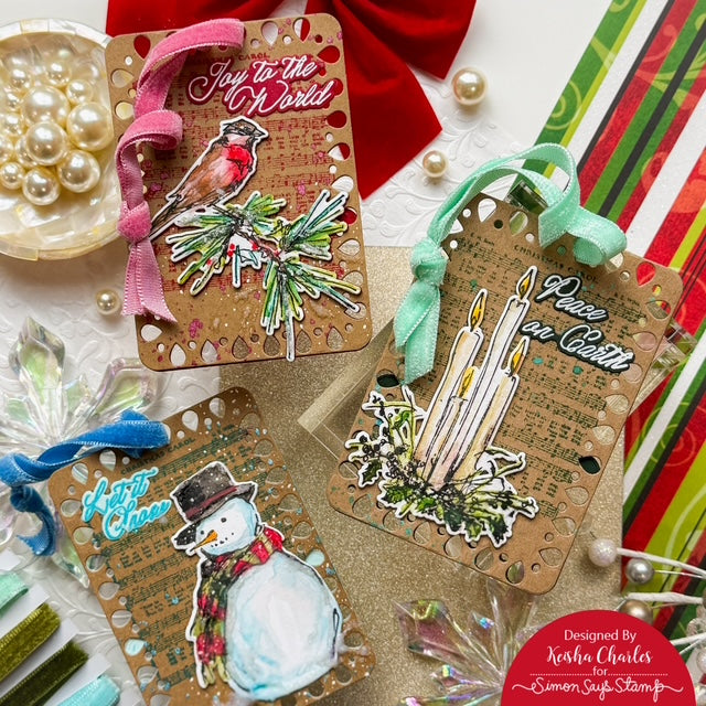 Simon Says Clear Stamps Season of Wonder for Tim Holtz Workshop 2492ssc Keisha Charles Vintage Christmas Tags
