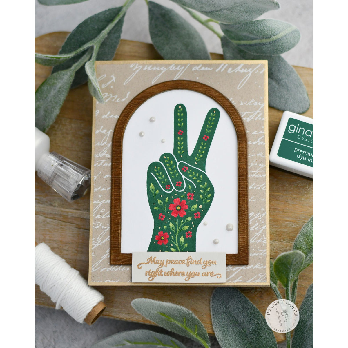 Simon Says Clear Stamps Still Here 3446ssc Sending Cheer Hollie Worvill Peace Sign with Hand Encouragement Card