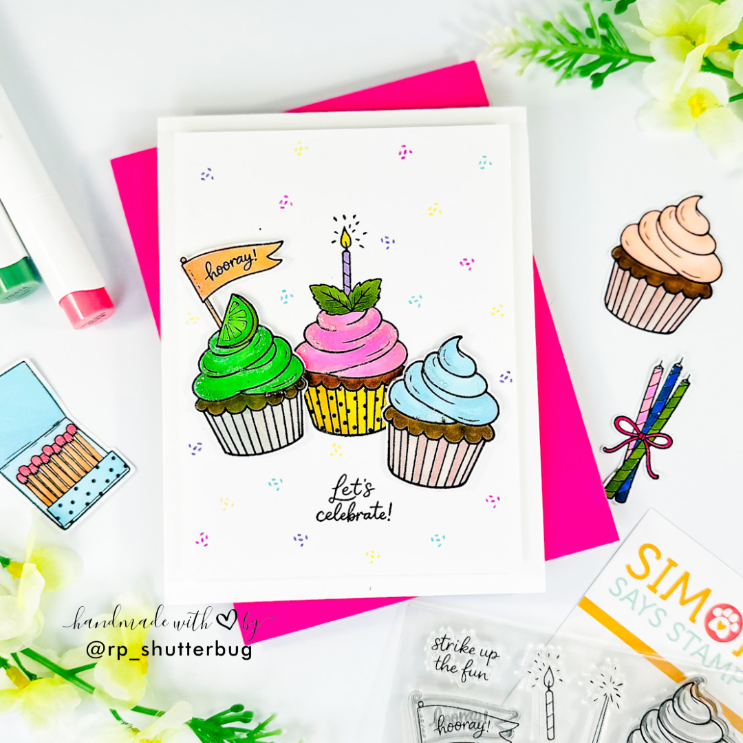 Simon Says Clear Stamps Strike Up the Fun 3440ssc Stamptember Revati Panickar Birthday Cupcakes Card