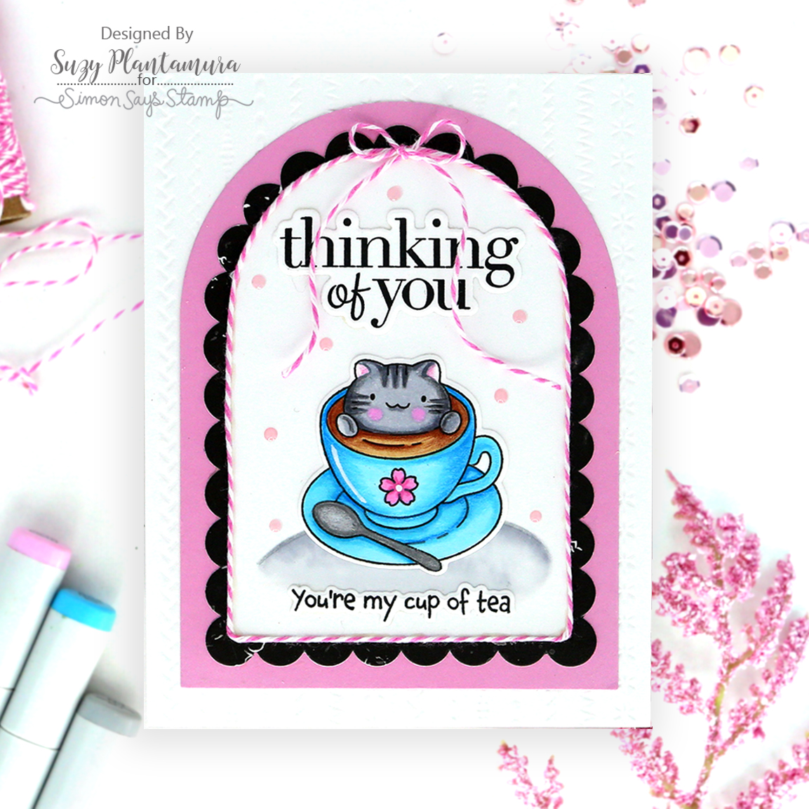 Simon Says Clear Stamps Thanks a Latte 3258ssc In My Heart Thinking of You Card Suzy Plantamura | color-code:ALT02
