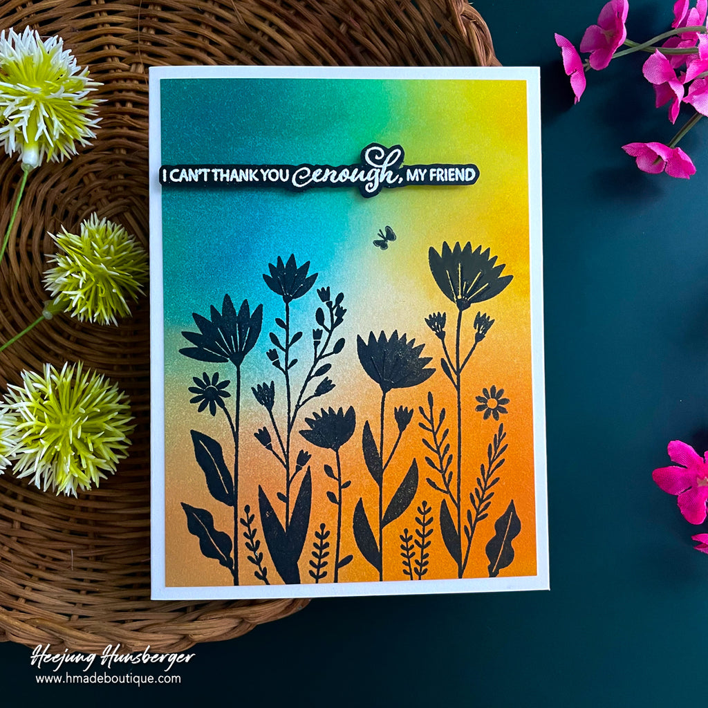 Simon Says Clear Stamps To Friendship 2447ssc Stamptember Heejung Hunsberger Silhouette Flowers Card