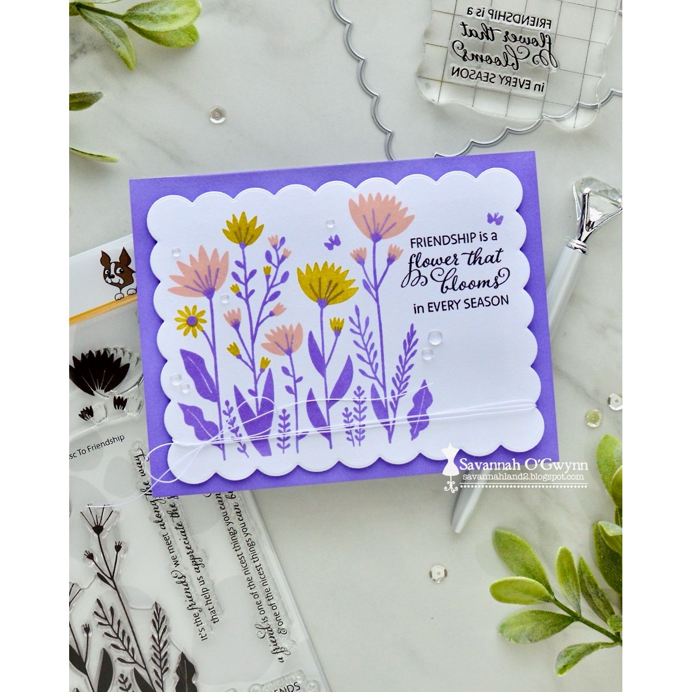 Simon Says Clear Stamps To Friendship 2447ssc Stamptember Savannah O'Gwynn Friendship Flowers Card