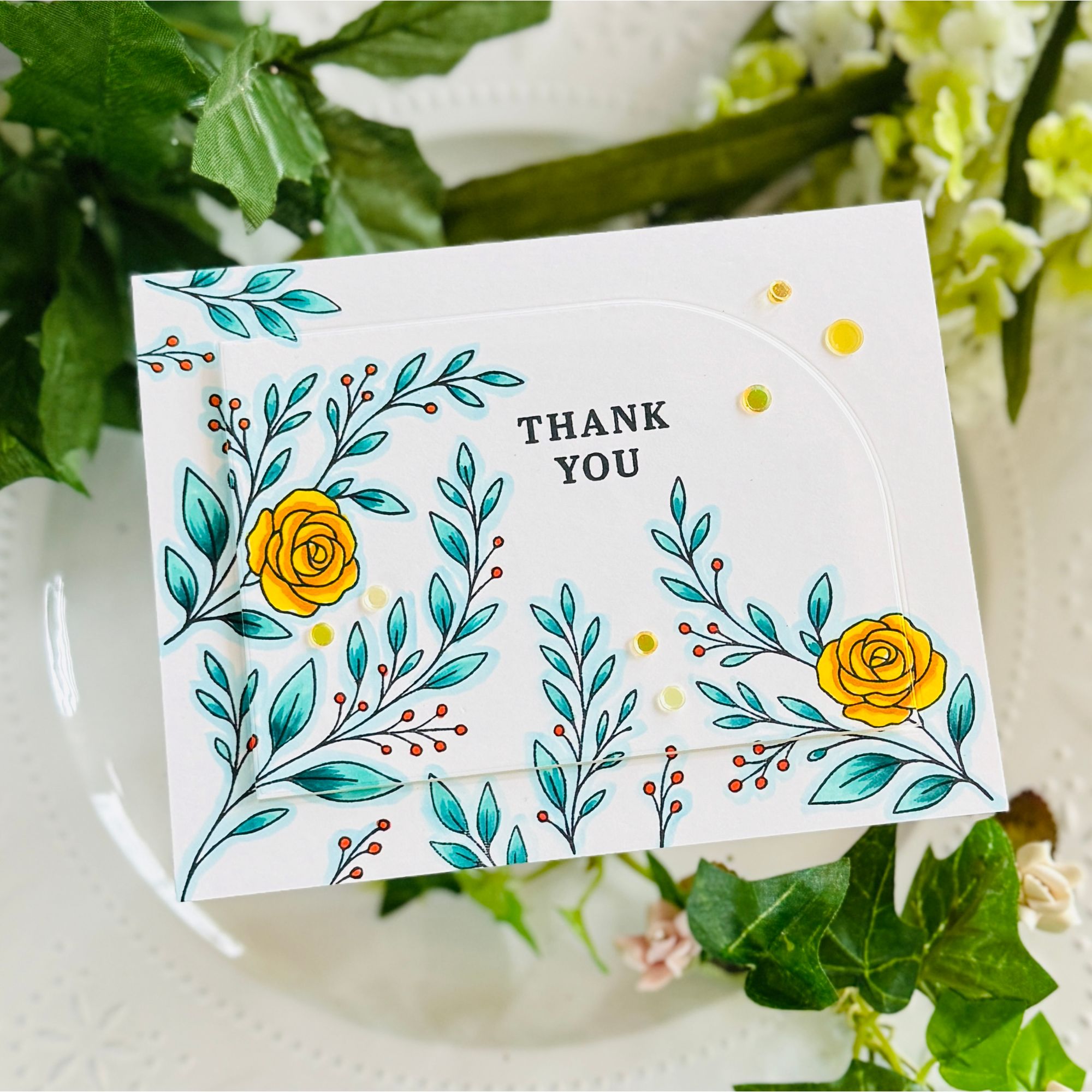 Simon Says Clear Stamps Today and Every Day 2405ssc Stamptember Kailash Naidoo Floral Thank You Card