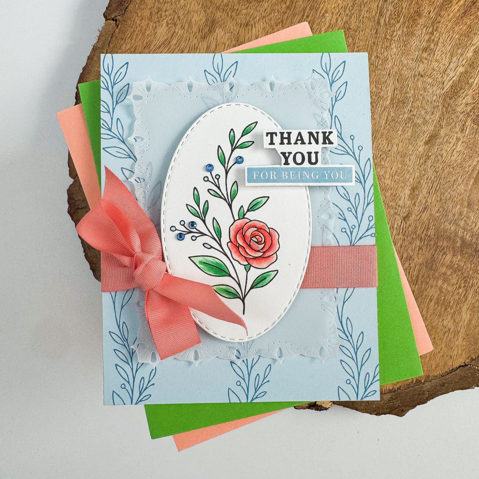 Simon Says Clear Stamps Today and Every Day 2405ssc Stamptember Kristin Sluhan Peach Bow Thank You Card