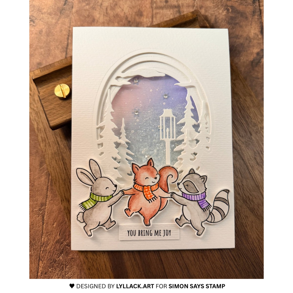 Simon Says Clear Stamps Winter Woodlands 2477ssc Sending Cheer Thaís Carvalho Frolicking Critters in the Snow Card