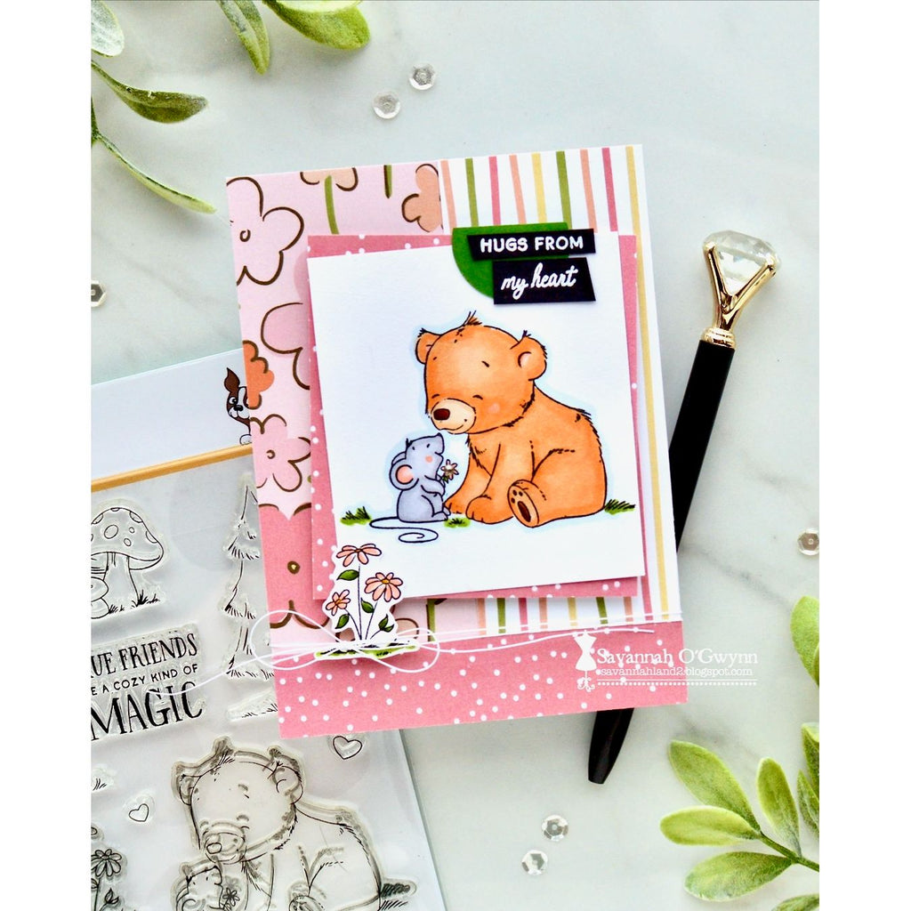 Simon Says Clear Stamps Woodland Friends 2370ssc Every Happiness Savannah O'Gwynn Bear and Mouse Friends Card