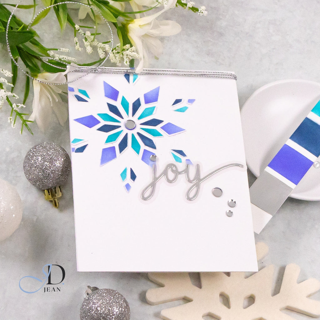 Simon Says Set of 4 Stencils Stained Glass Snowflake 1168stc Stamptember Jean Doeringsfeld Joyful Christmas Card