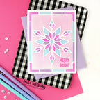Simon Says Set of 4 Stencils Stained Glass Snowflake 1168stc Stamptember Laura Williams Holiday Card