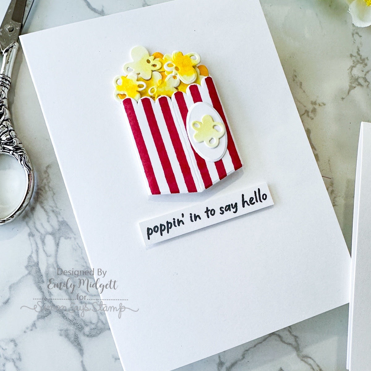 Simon Says Stamp 3D Box and Popcorn Wafer Dies 1698sd Popcorn Hello Card Emily Midgett | color-code:ALT04