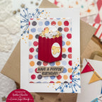 Simon Says Stamp 3D Box and Popcorn Wafer Dies 1698sd Poppin Birthday Card Keisha Charles