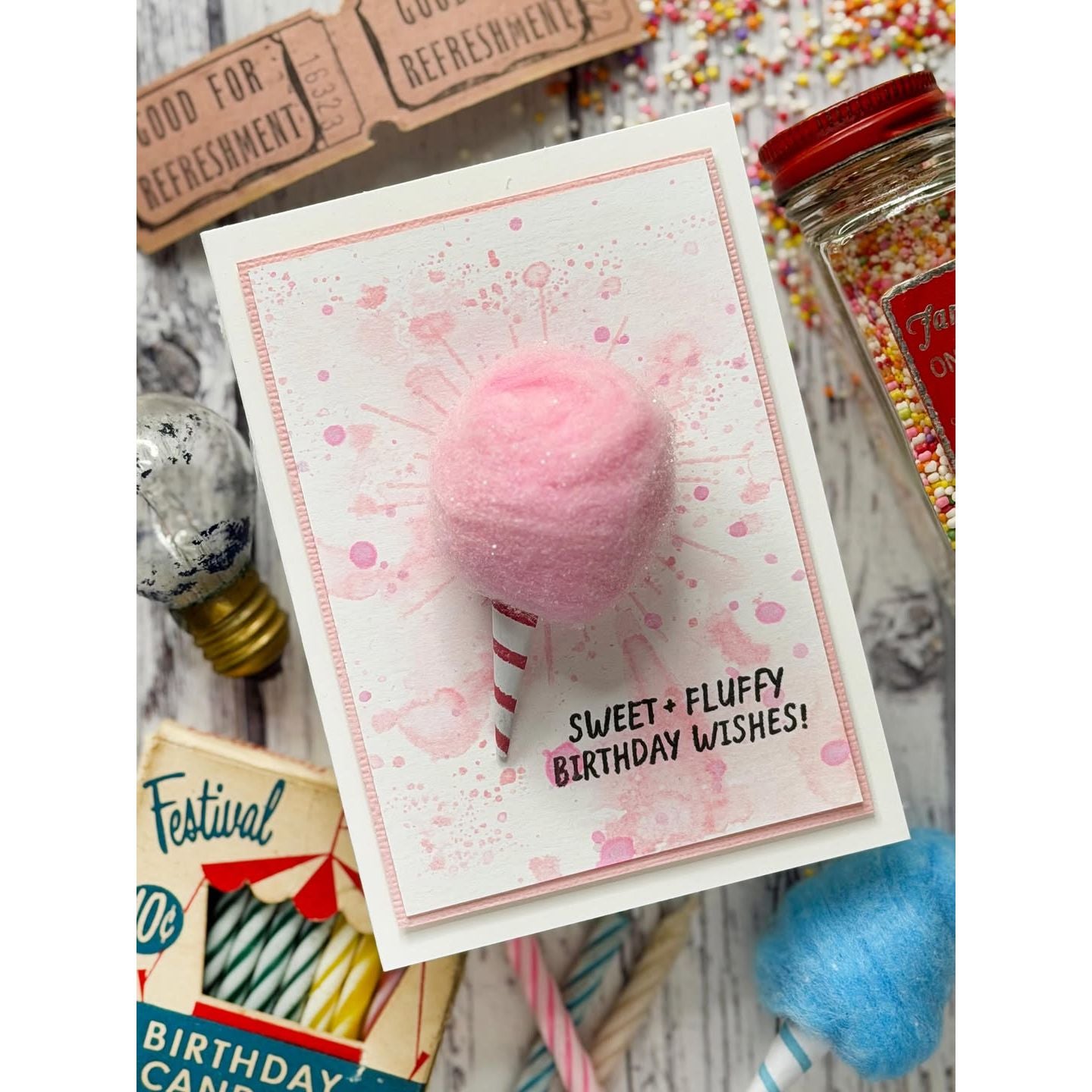 Simon Says Stamp 3D Cone Wafer Die 1697sd Cotton Candy Birthday Card Tim Holtz