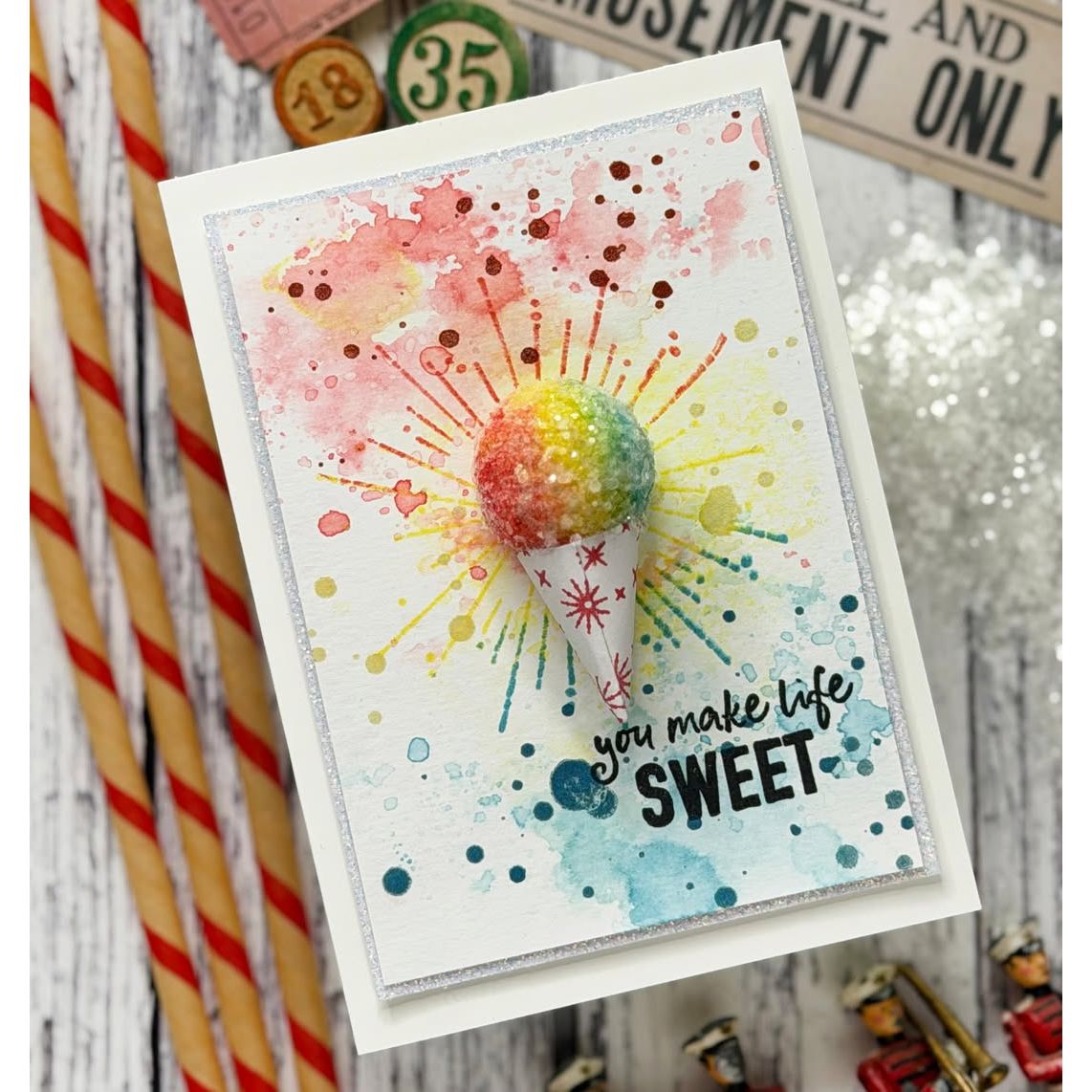 Simon Says Stamp 3D Cone Wafer Die 1697sd Sno-Cone Friend Card Tim Holtz