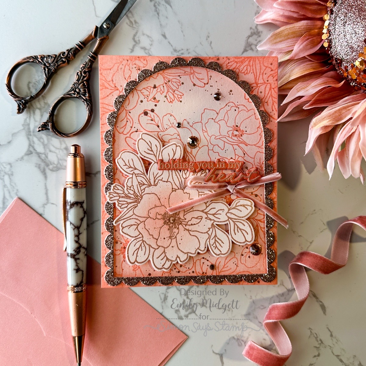 Simon Says Stamp 8 Sheets Cardstock Apricot sss340 In My Heart Peachy Sympathy Card Emily Midgett | color-code:ALT02