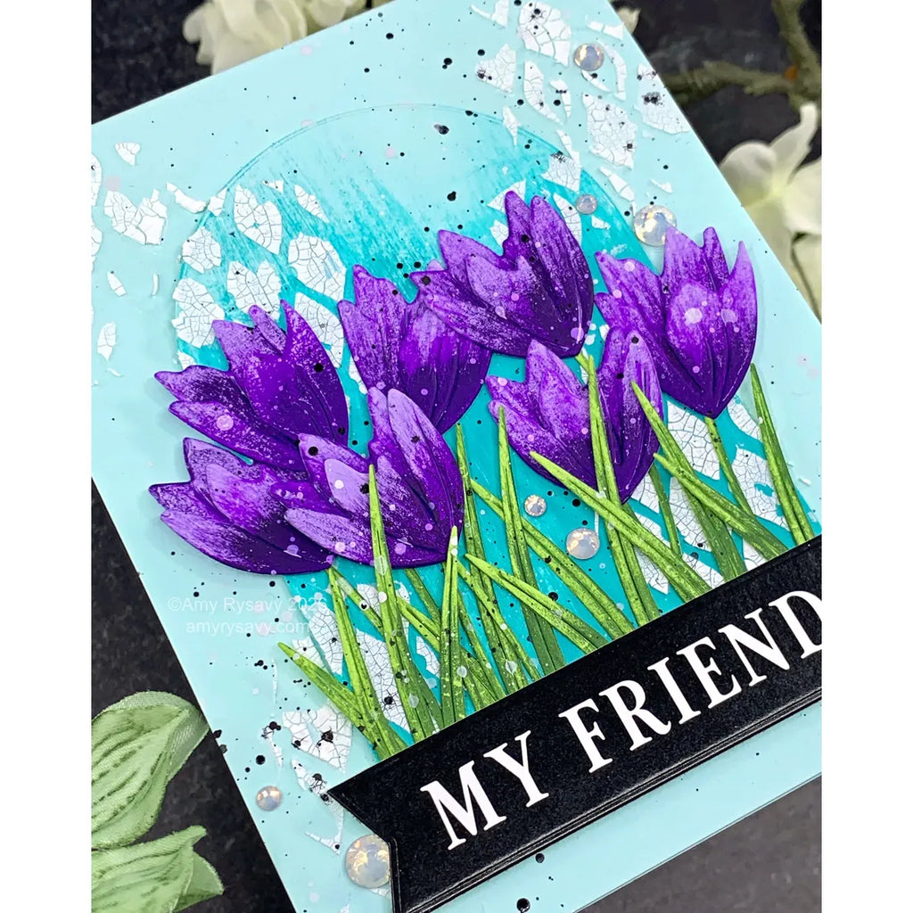 Simon Says Stamp A2 Arches Wafer Dies 8020sd Friend Like You purple tulips