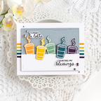 Simon Says Stamp A2 Hand-stitched Rectangles Wafer Dies 1807sd Heather Hoffman Coffee Cups in a Row counting my blessings thanks card