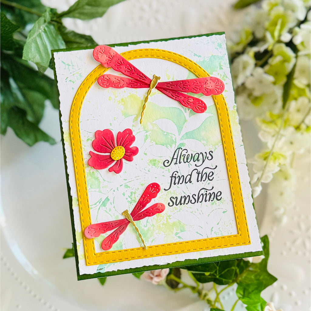Simon Says Stamp A2 Stitched Arches Wafer Dies 1590sd Every Happiness Kailash Naidoo Dragonfly Card