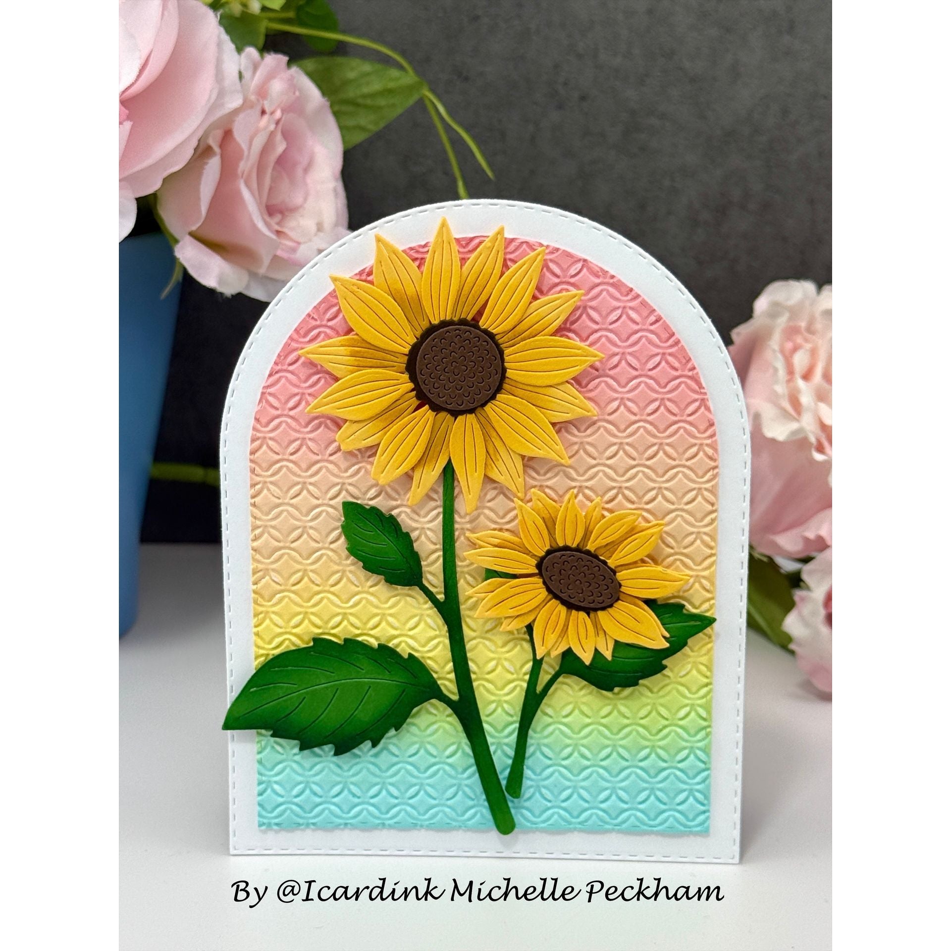 Simon Says Stamp A2 Stitched Arches Wafer Dies 1590sd Every Happiness Michelle Peckham Double Sunflower Card