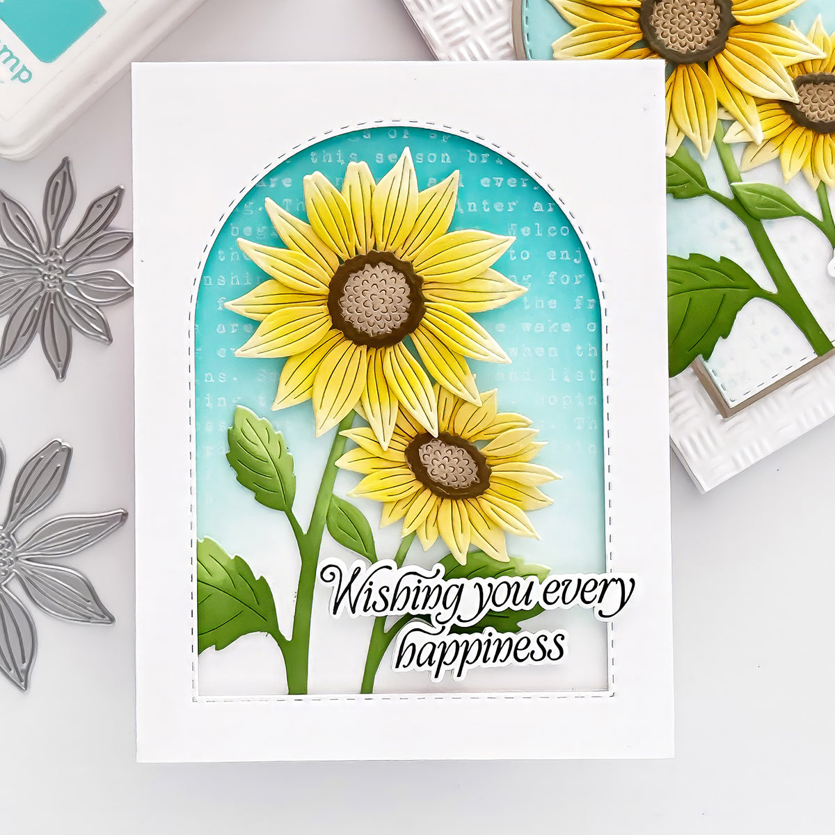 Simon Says Stamp A2 Stitched Arches Wafer Dies 1590sd Every Happiness Mindy Eggen Double Sunflower Card