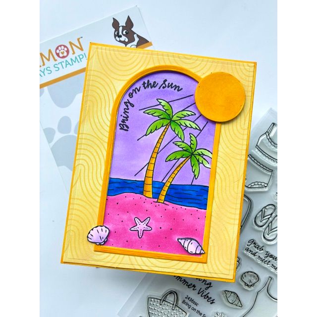 Simon Says Stamp A7 Arches Wafer Dies 1553sd Shine On Adriana Arminio Beach Card