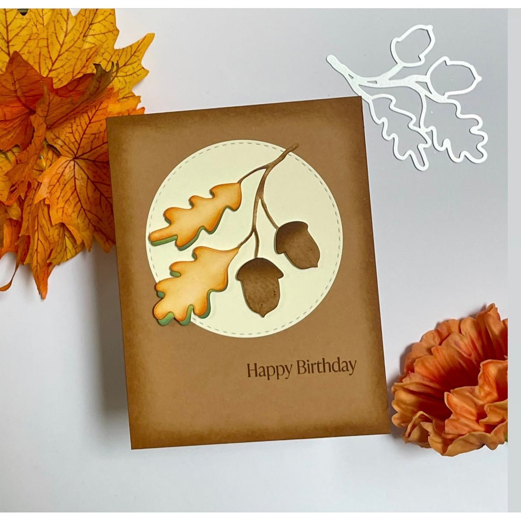 Simon Says Stamp Acorn Silhouette Wafer Dies 1656md Sending Cheer Barb Engler Birthday Card | color-code:ALT05