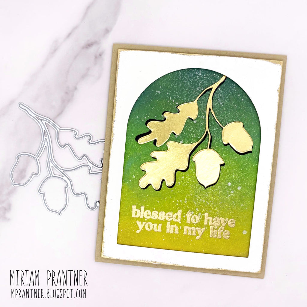 Simon Says Stamp Acorn Silhouette Wafer Dies 1656md Sending Cheer Miriam Prantner Blessed Card | color-code:ALT02