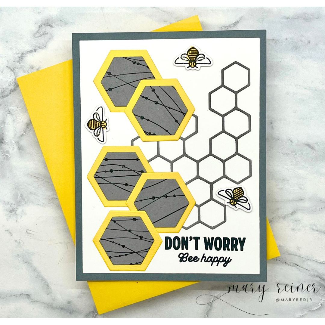 Simon Says Stamp Basic Shapes Hexagons Wafer Dies 1360sd DieCember Encouragement Card Mary Reiner