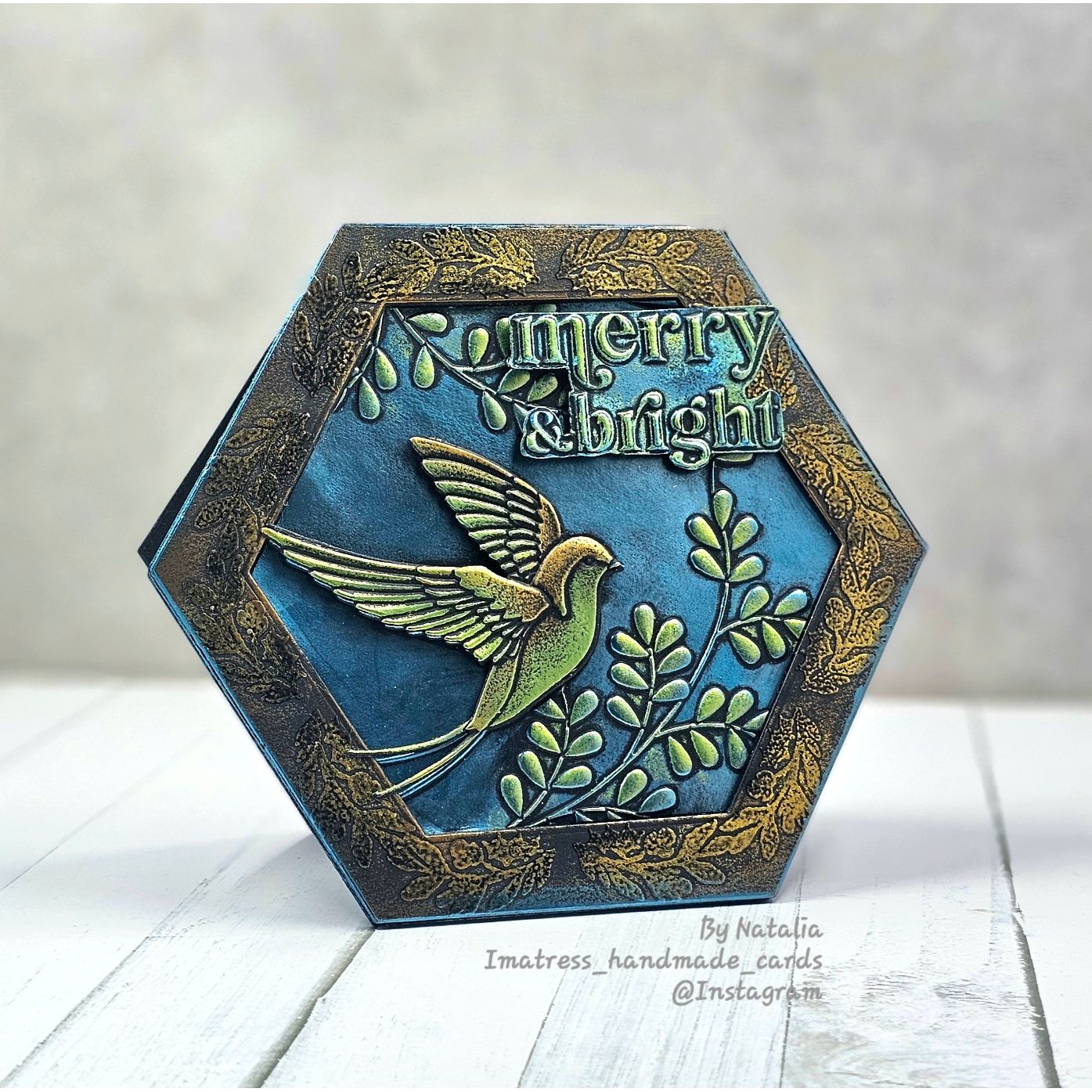 Simon Says Stamp Basic Shapes Hexagons Wafer Dies 1360sd DieCember Shaped Christmas Card Natalia Alton