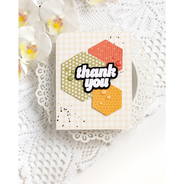 Simon Says Stamp Basic Shapes Hexagons Wafer Dies 1360sd DieCember Thank You Card Heather Hoffman | color-code:ALT01