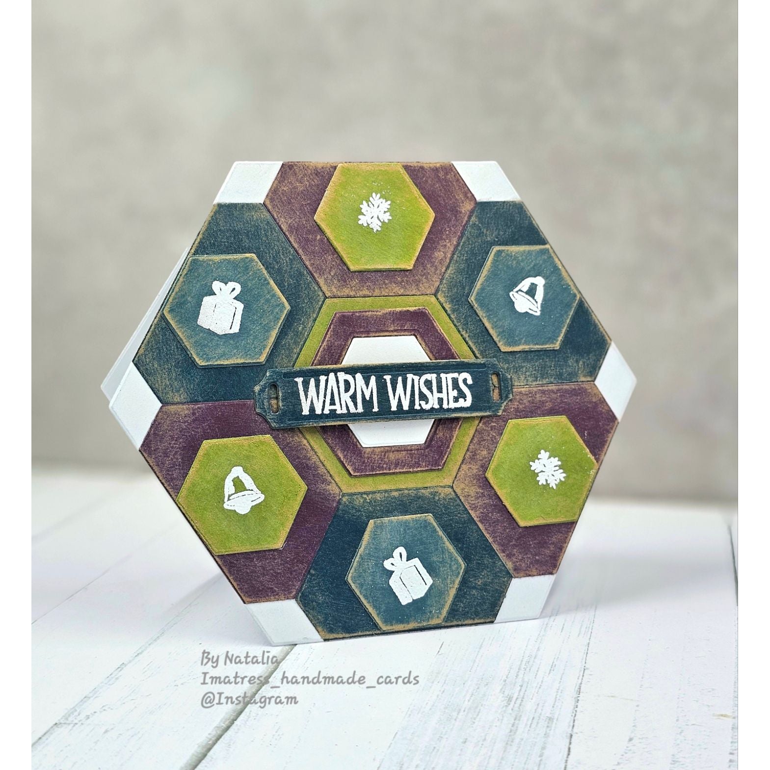 Simon Says Stamp Basic Shapes Hexagons Wafer Dies 1360sd DieCember Warm Wishes Card Natalia Alton