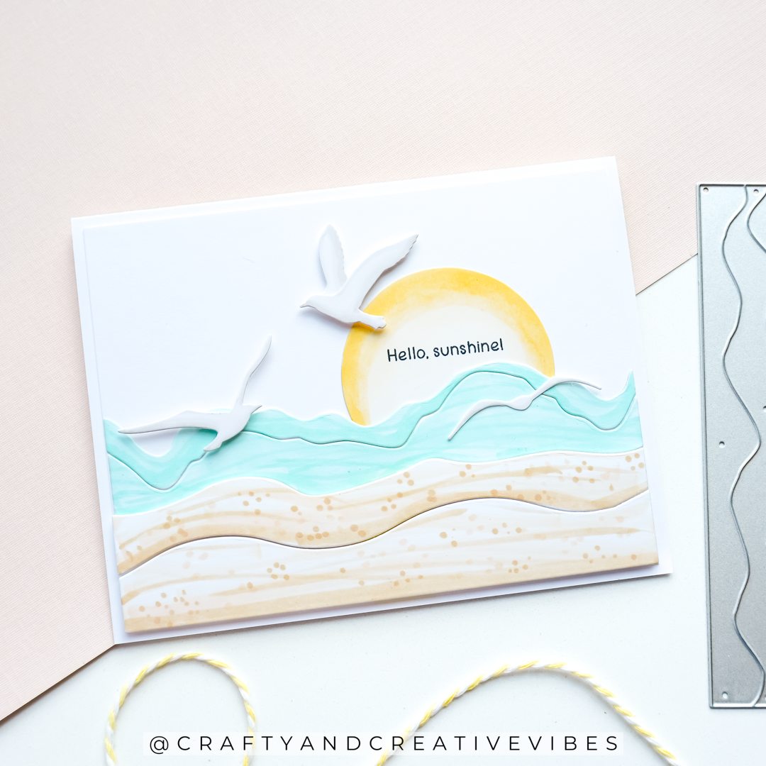 Simon Says Stamp Beach Bird's Eye Wafer Die 1623md Shine On Anne Fiene Seascape Card