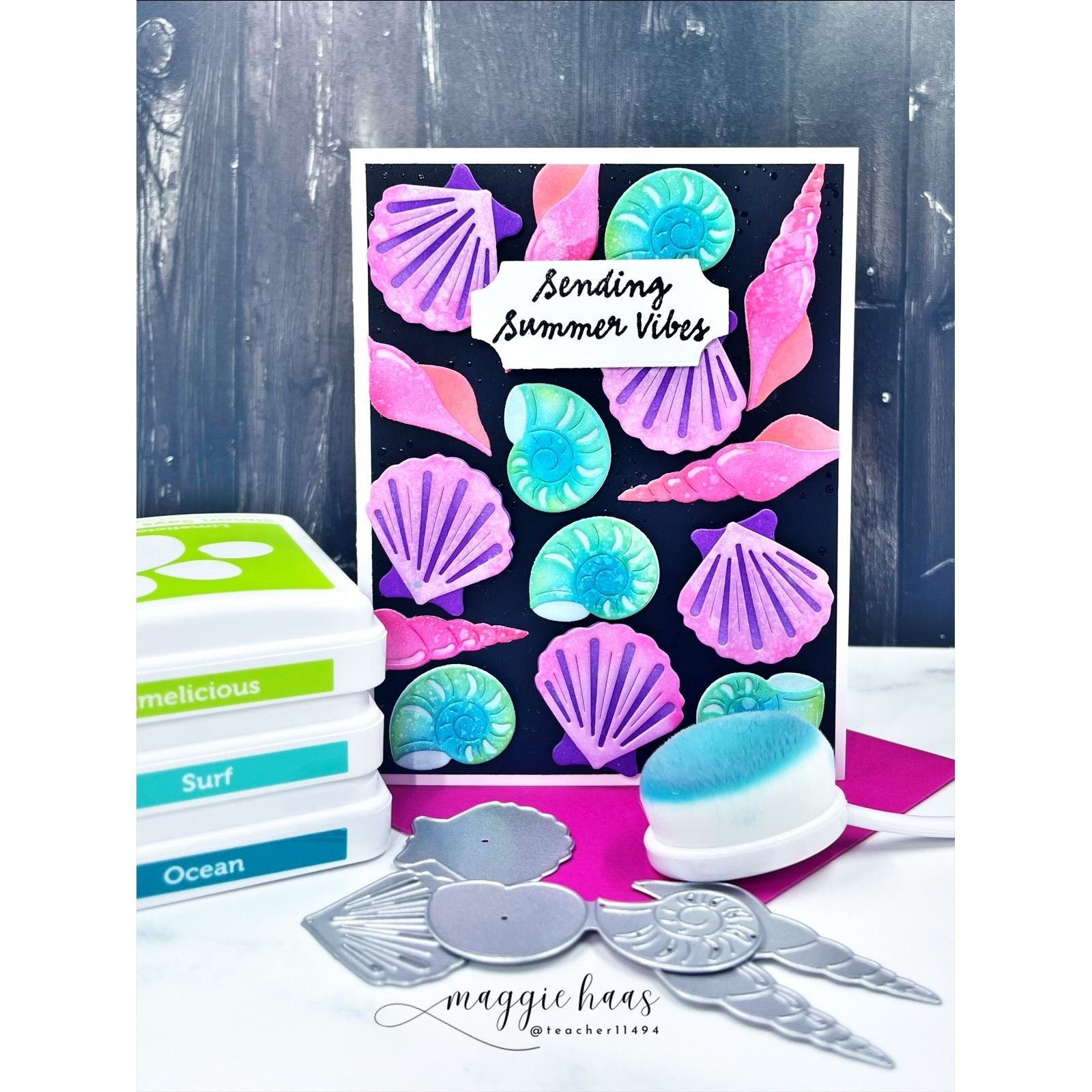 Simon Says Stamp Beachcomber Seashells Wafer Dies s1164 Shine On Maggie Haas Summer Card