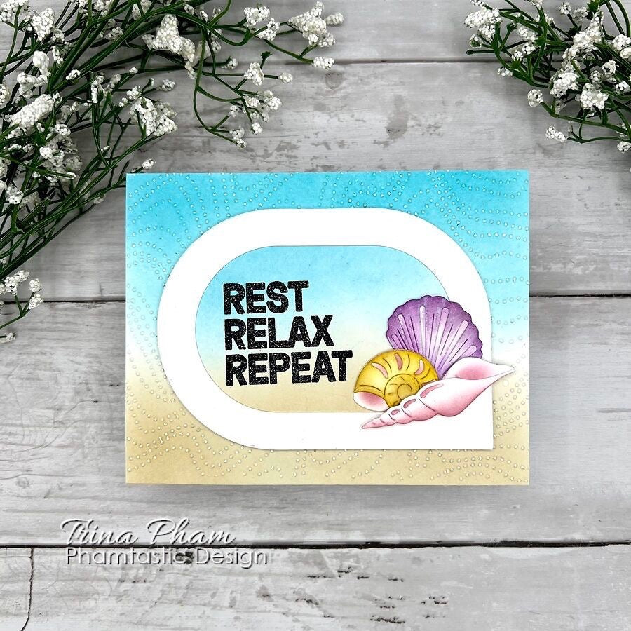 Simon Says Stamp Beachcomber Seashells Wafer Dies s1164 Shine On Trina Pham Rest and Relax Card