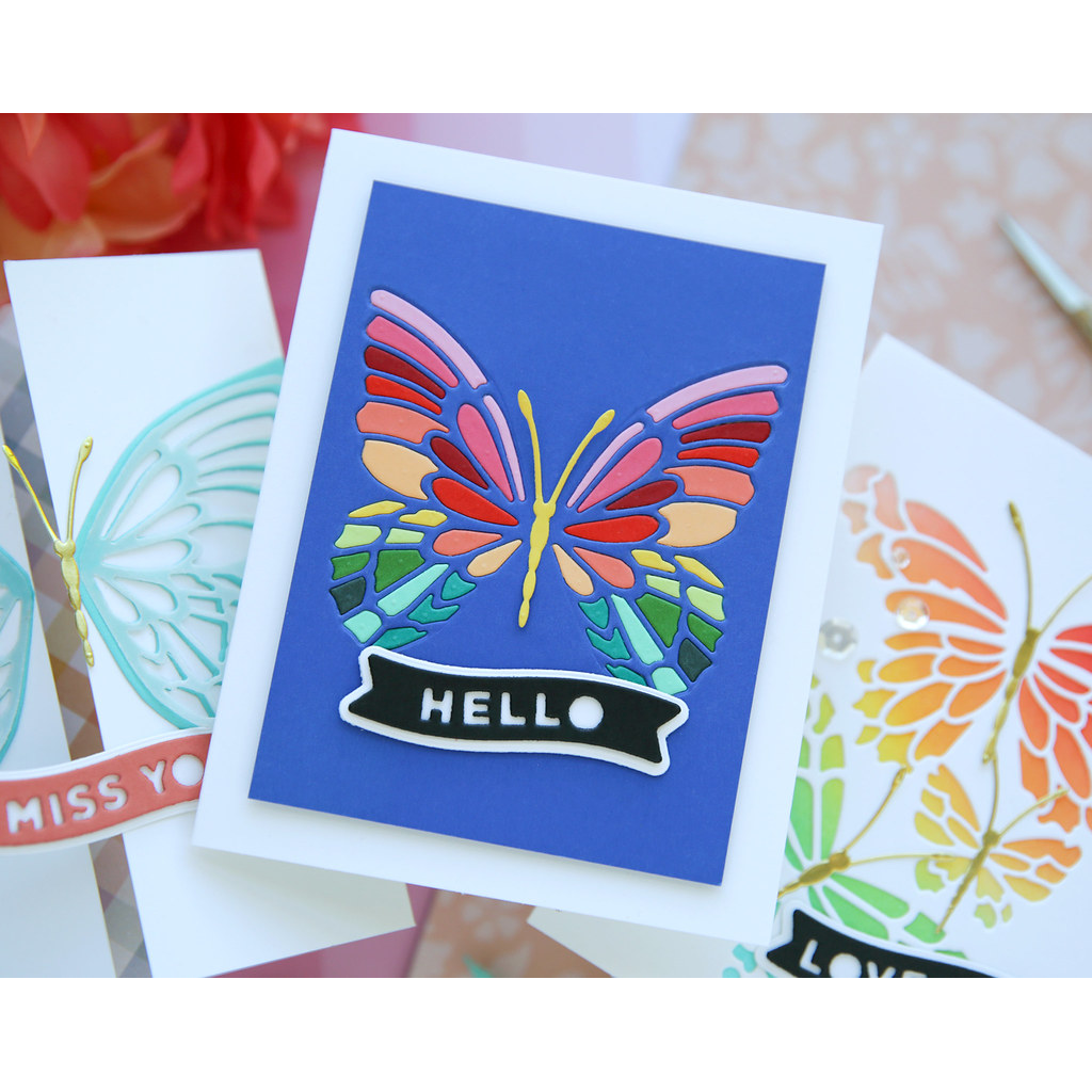 Simon Says Stamp Beautiful Butterfly Flaps Wafer Dies s1227 Stamptember Laura Bassen Hello Card | color-code:ALT04
