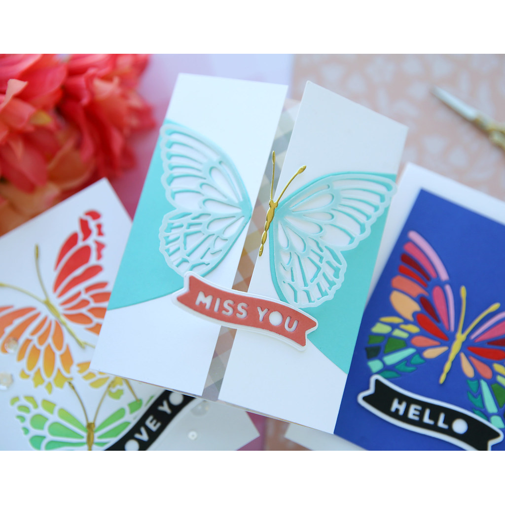 Simon Says Stamp Beautiful Butterfly Flaps Wafer Dies s1227 Stamptember Laura Bassen Miss You Card | color-code:ALT03