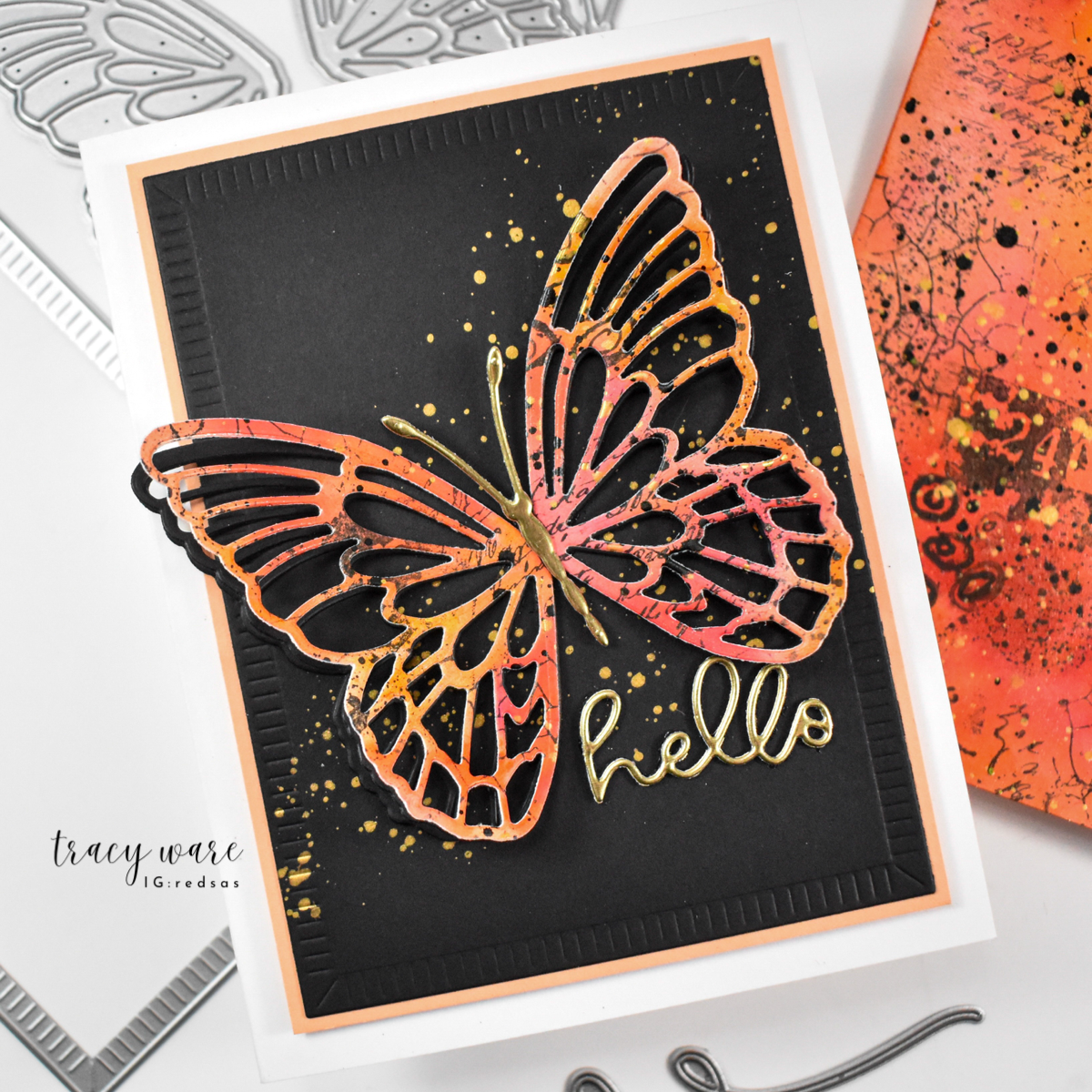 Simon Says Stamp Beautiful Butterfly Flaps Wafer Dies s1227 Stamptember Tracy Ware Hello Card
