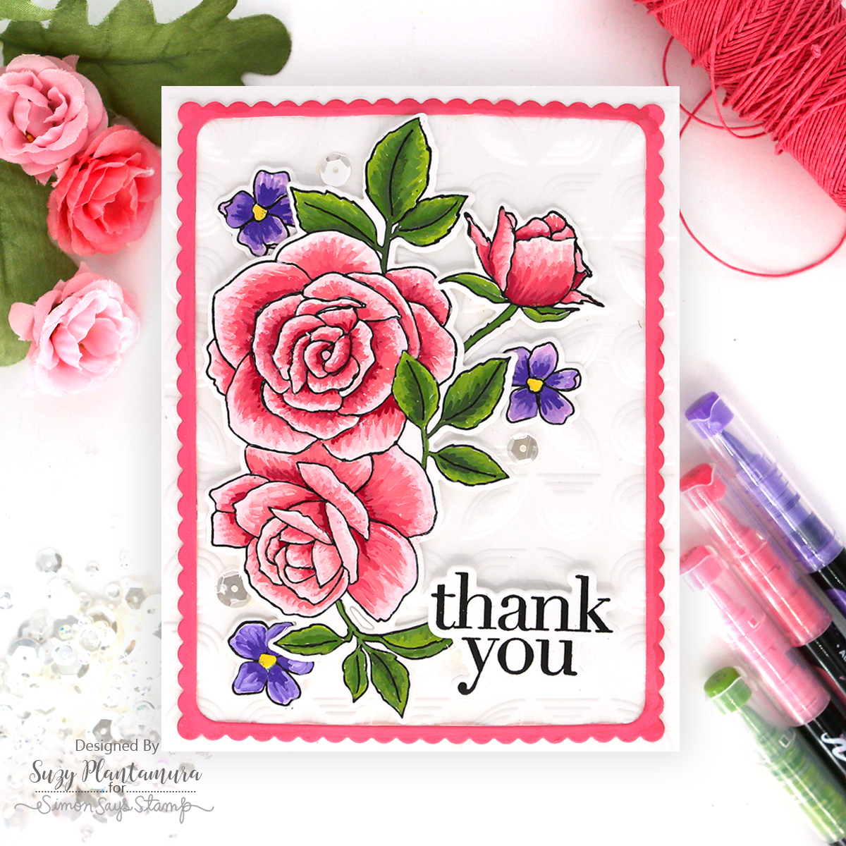Simon Says Stamp Beautiful Friend Wafer Dies 1140sdc Sweet Wishes Floral Thank You Card Suzy Plantamura | color-code:ALT04