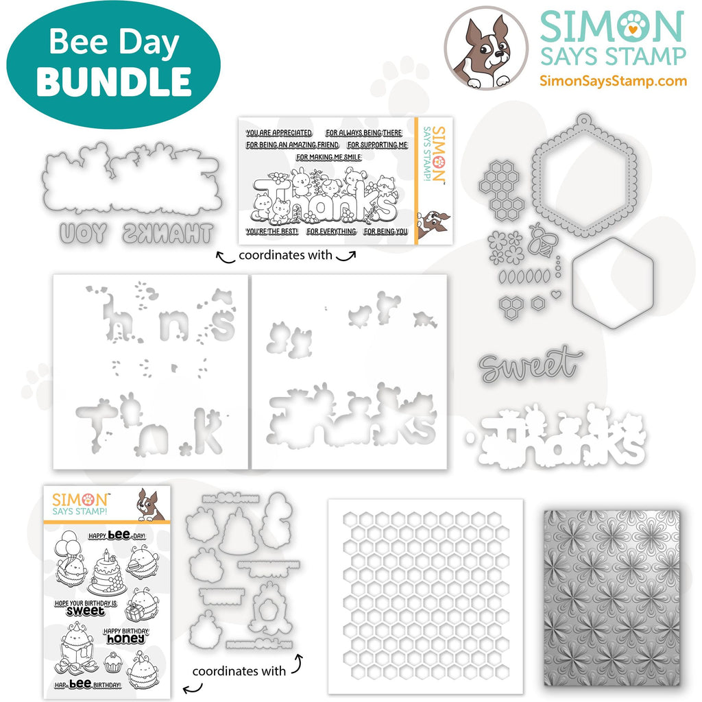 Simon Says Stamp Bee Day Bundle Stamps Dies Stencils and Embossing Folder set980bd
