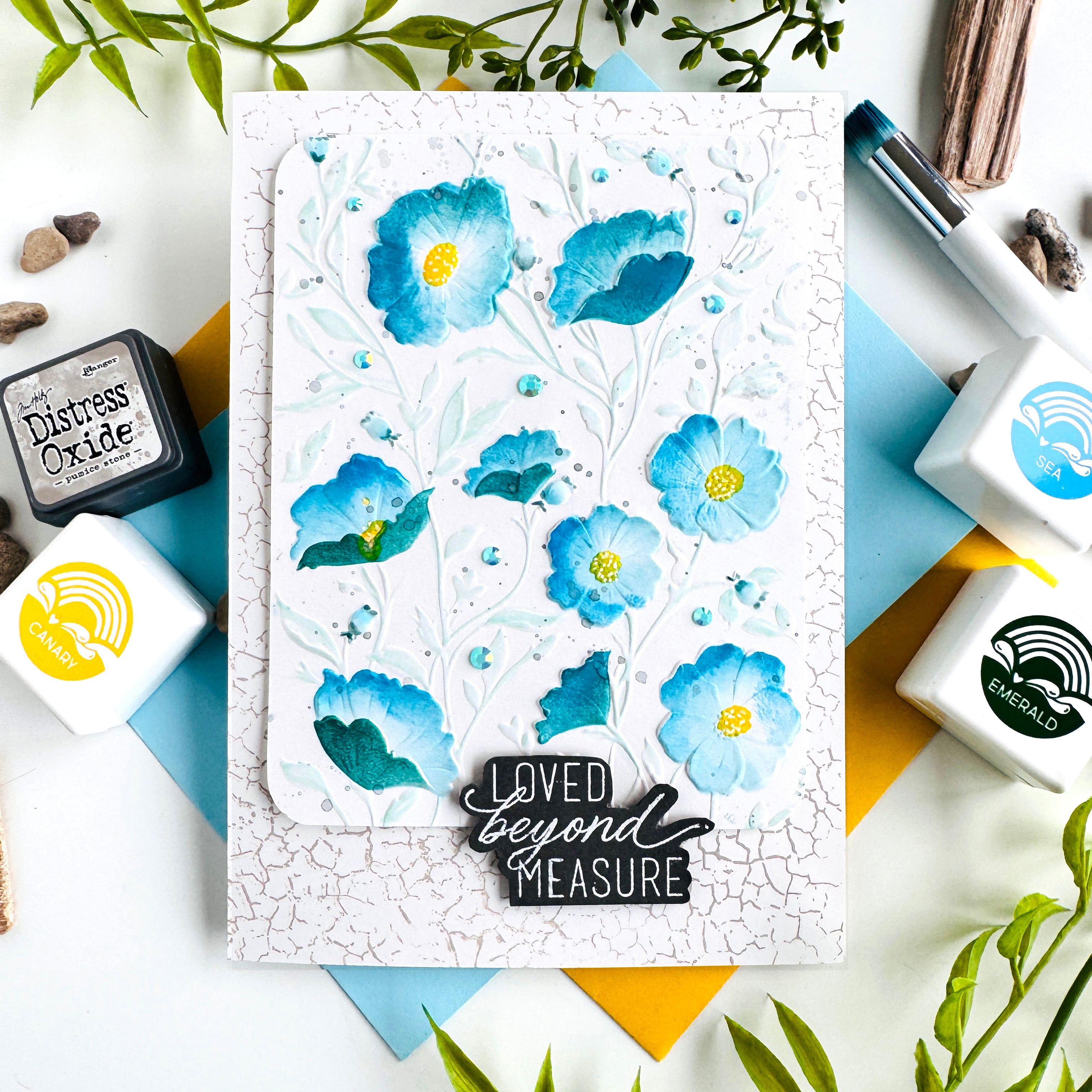 Simon Says Stamp Beyond Measure Wafer Dies 1781sdc Bobbi Lemanski Blue Floral Love Card 