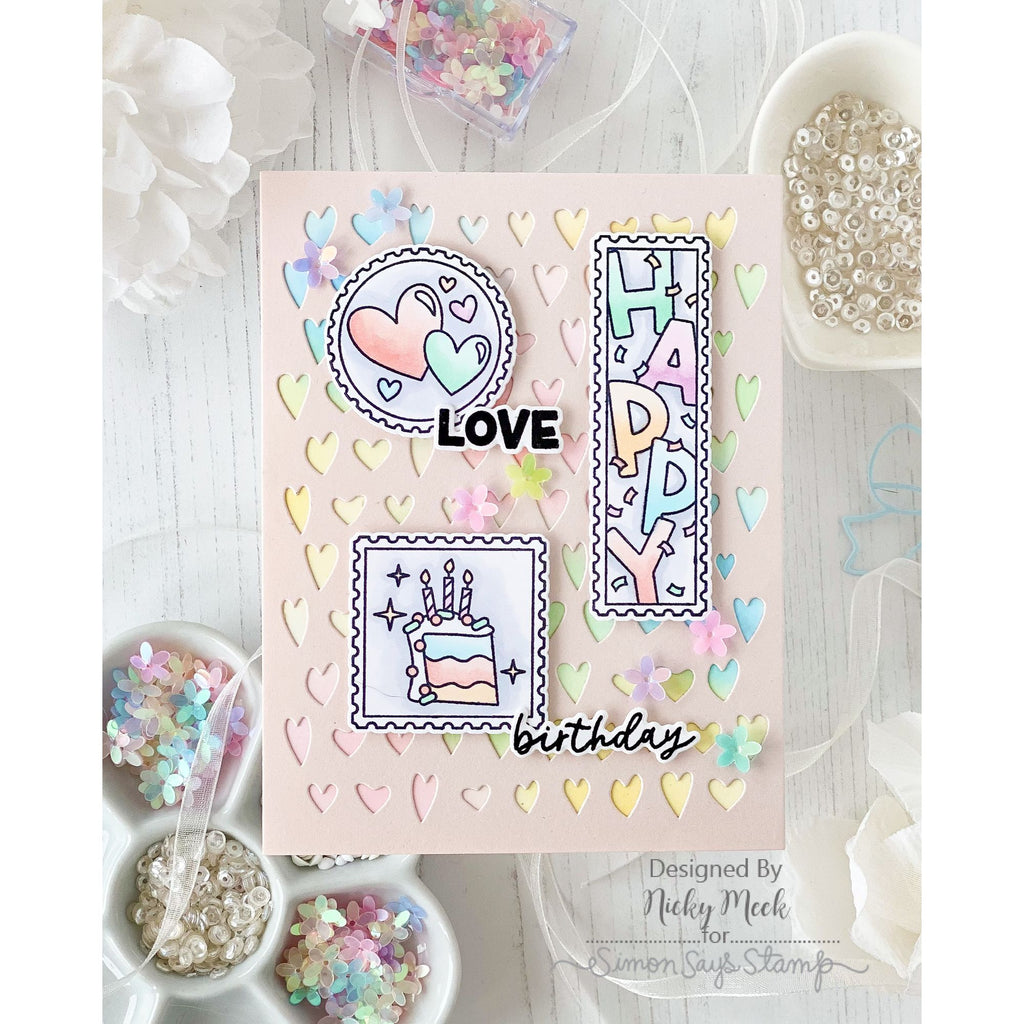 Simon Says Stamp Birthday Love Wafer Dies 1309sdc Pastel Birthday Card Nicky Meek