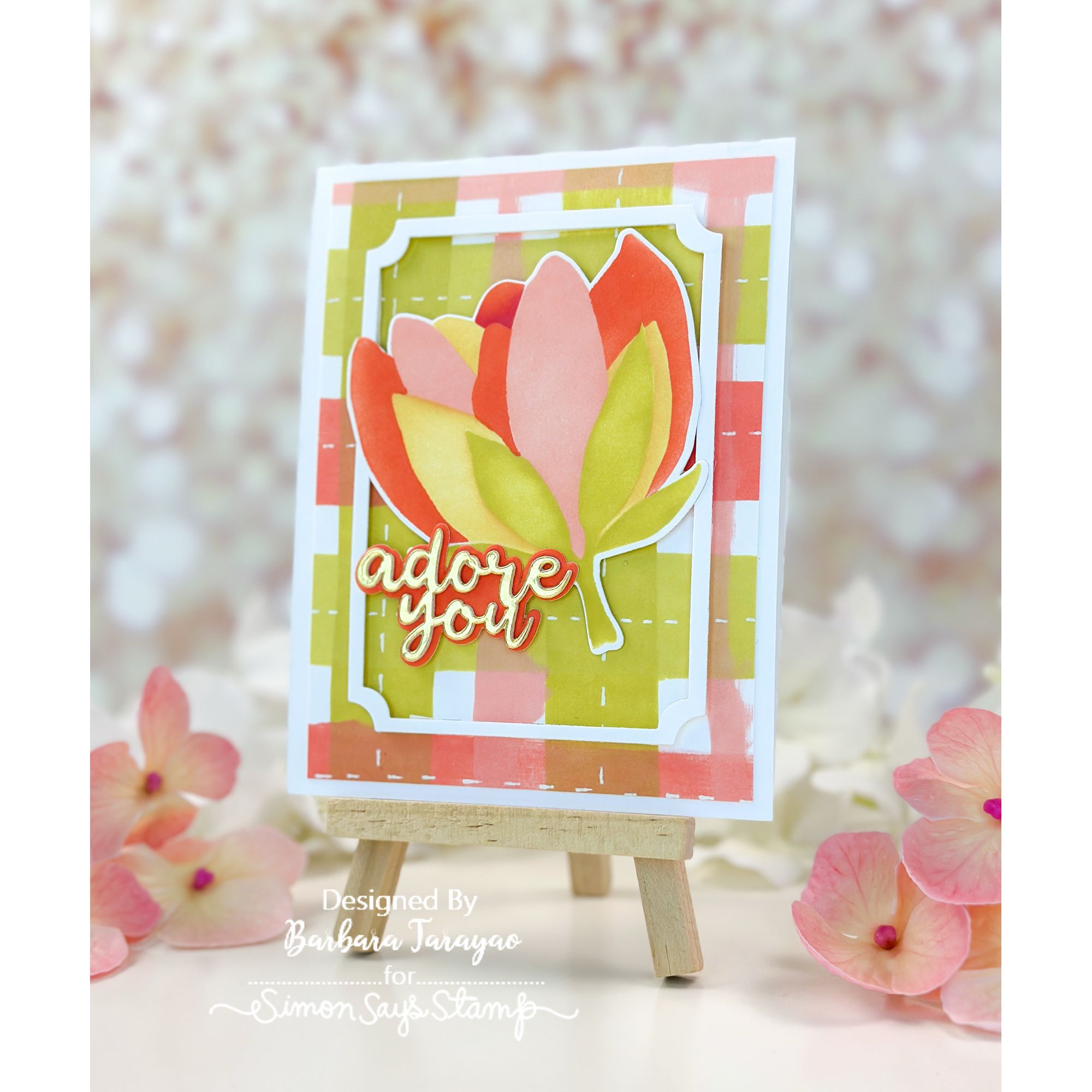 Simon Says Stamp Blooming Flower Wafer Dies 1632mdc Shine On Barbara Tarayao Plaid Card